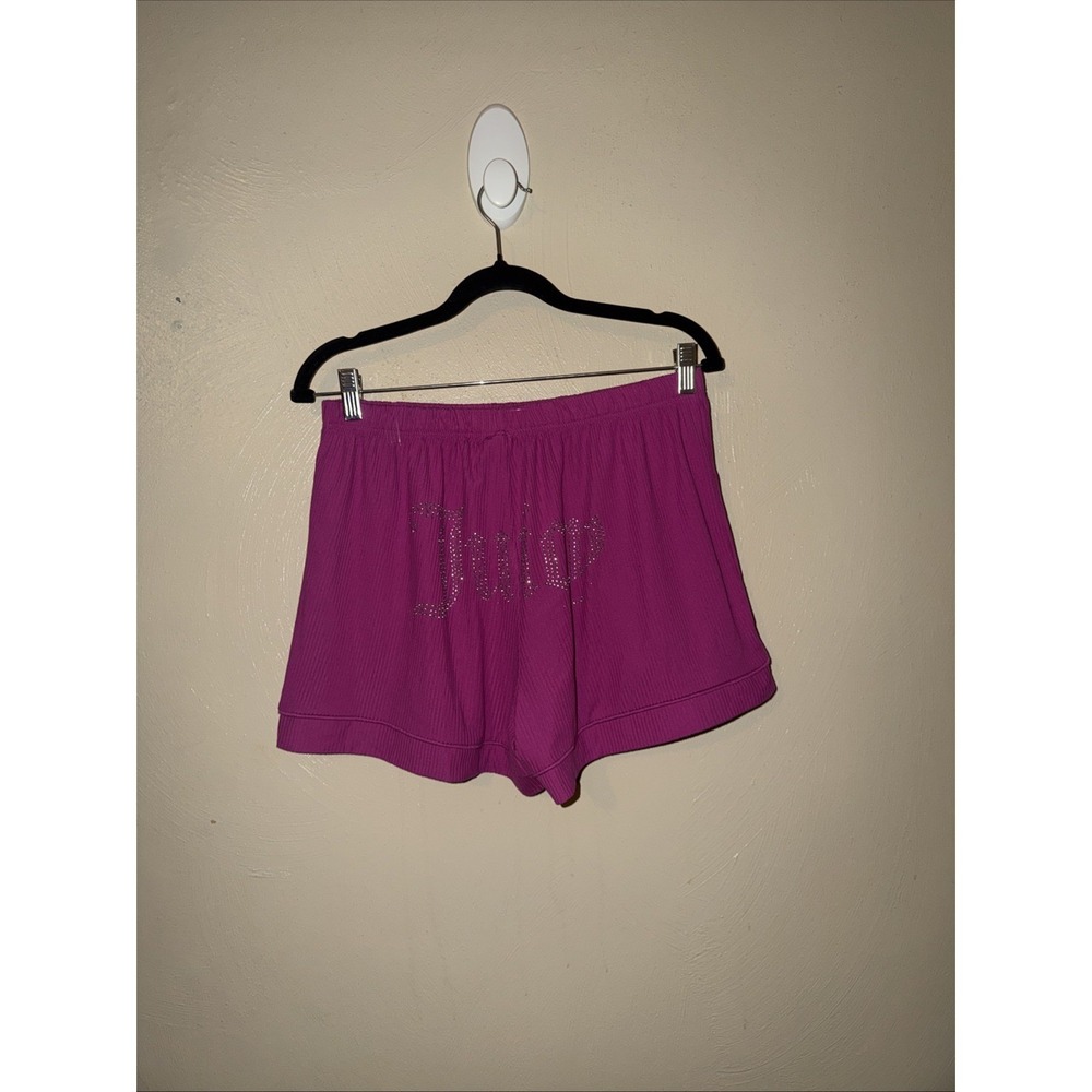 Juicy Couture Sleep Shorts Rhinestone Logo Size L Pajama Lounge Y2K Bling